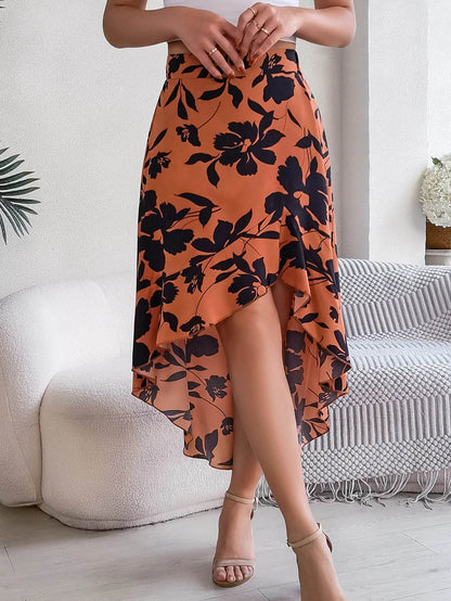 Floral High-Low Midi Skirt - Montero Milan