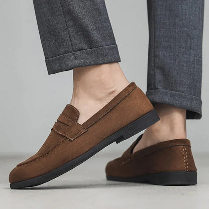 Autumn Suede Loafers Man Large Size 45 Comfort Slip-on Casual Shoes Men Flats Retro Brown Moccasins For Men zapatos de hombre