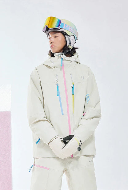 VECTOR Men and Women Cotton Contrast Skiing Top Waterproof and Durable Warm Snowboard Ski Double Board Single Board Outdoors