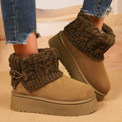 New boots women's 2025 non-slip warm thickened snow velvet short boots winter short cotton shoes