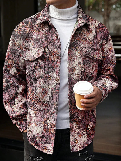 Practical fashion casual floral print men's jacket Loose and comfortable fabrics show the charm of daily travel men's jacket