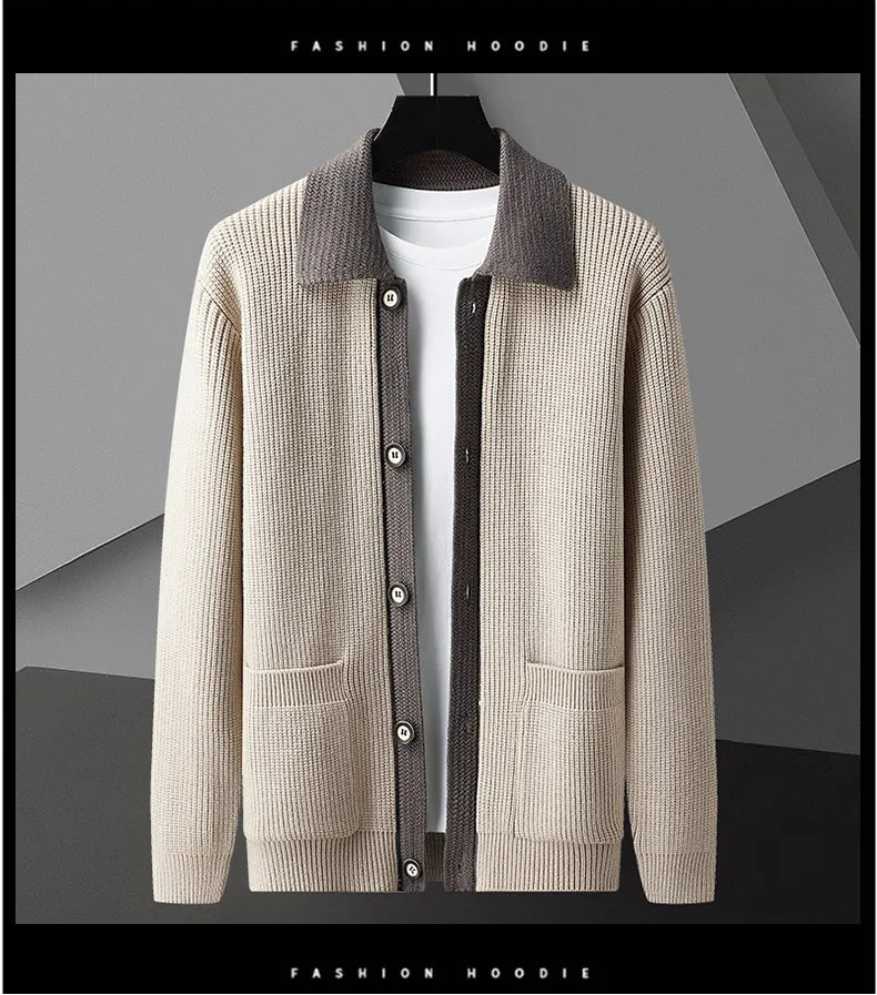 Two-Tone Knit Button Cardigan