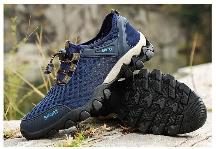 Summer Men's Mesh Sports Shoes Fashion Mountaineering Breathable Lightweight Anti Slip Shoes Outdoor Travel Running Casual Shoes - Montero Milan