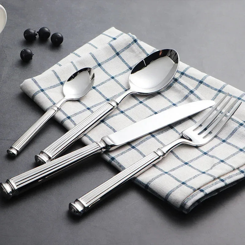 4pcs Bright 18/10 Stainless Steel Luxury Cutlery Set Dinnerware Tableware Knife Spoon Fork Flatware Dishwasher Safe Utensils