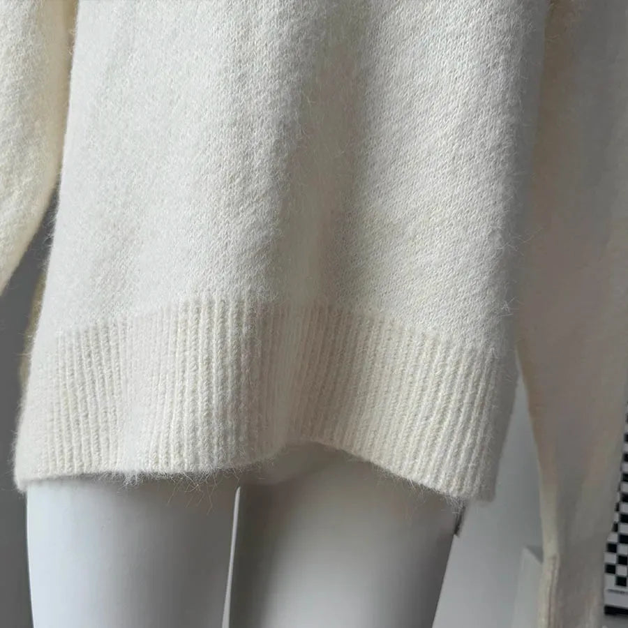 Hirsionsan Basic O Neck Basic Sleeve Sweater Women 2025 Oversized Short Knitted Wool Pullover Female Casual Thick Warm Soft Tops
