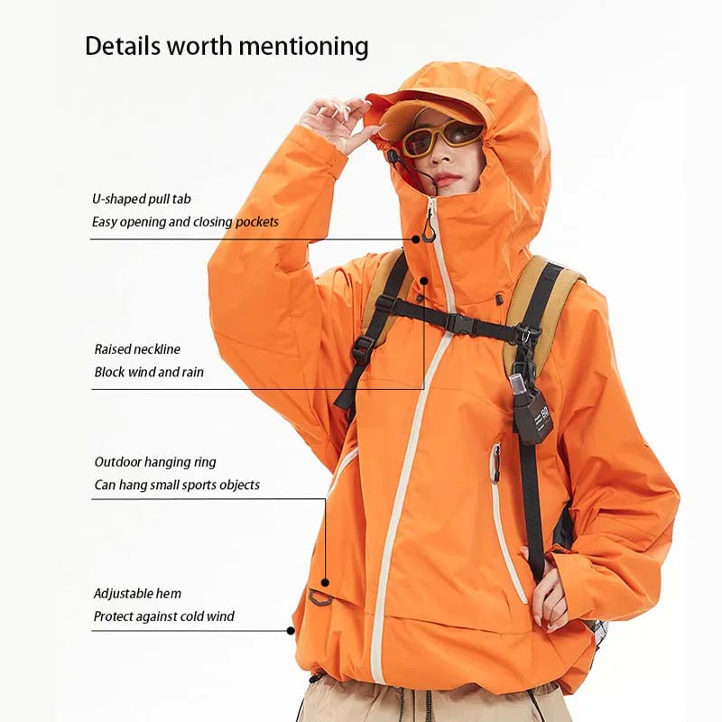 New Men Waterproof Hiking Jacket Women Windproof Sports Coat High Quality Hooded Jacket Outdoor Ride Climbing Running Jacket