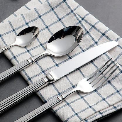 4pcs Bright 18/10 Stainless Steel Luxury Cutlery Set Dinnerware Tableware Knife Spoon Fork Flatware Dishwasher Safe Utensils