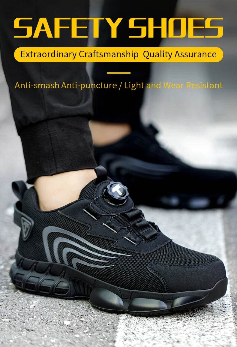 Rotary button new safety shoes for men, anti-impact and anti-piercing work shoes, fashionable men's sports shoes, and safety pro - Montero Milan