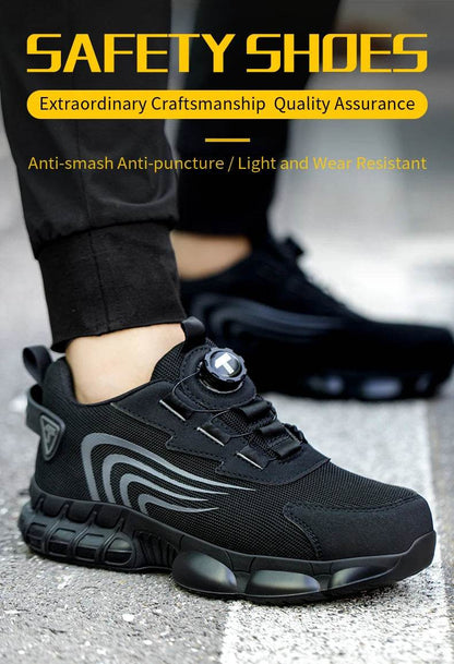 Rotary button new safety shoes for men, anti-impact and anti-piercing work shoes, fashionable men's sports shoes, and safety pro - Montero Milan