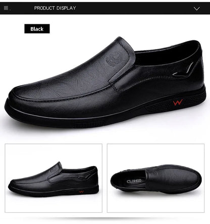 CLOHOO Men's Business Casual Shoes Handmade Layered Cowhide Rubber Bottom Leather Footwear for Office And Leisure