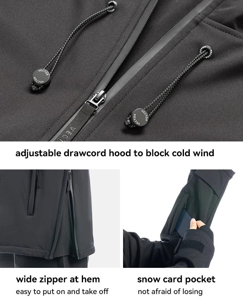 Men Women Solid Color Ski Jacket Ski Pants Warm Windproof Winter Overalls Hoodie Waterproof Outdoor Sports Clothing Snowboard
