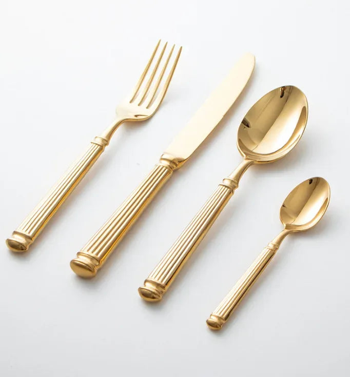 4pcs Bright 18/10 Stainless Steel Luxury Cutlery Set Dinnerware Tableware Knife Spoon Fork Flatware Dishwasher Safe Utensils