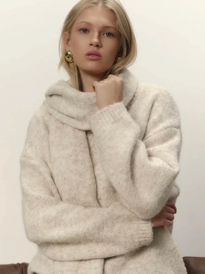 Hirsionsan 2025 New Soft Loose V Or O Neck Knitted Sweaters Women Winter Solid Female Pullovers Warm Basic Knitwear Jumper