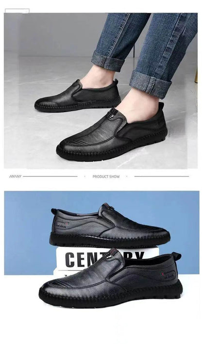 Mens Leather Loafers Non Slip Walking Flats Breathable Outdoor Slip on Casual Shoes for Male Work Office Driving Sneakers2 - Montero Milan