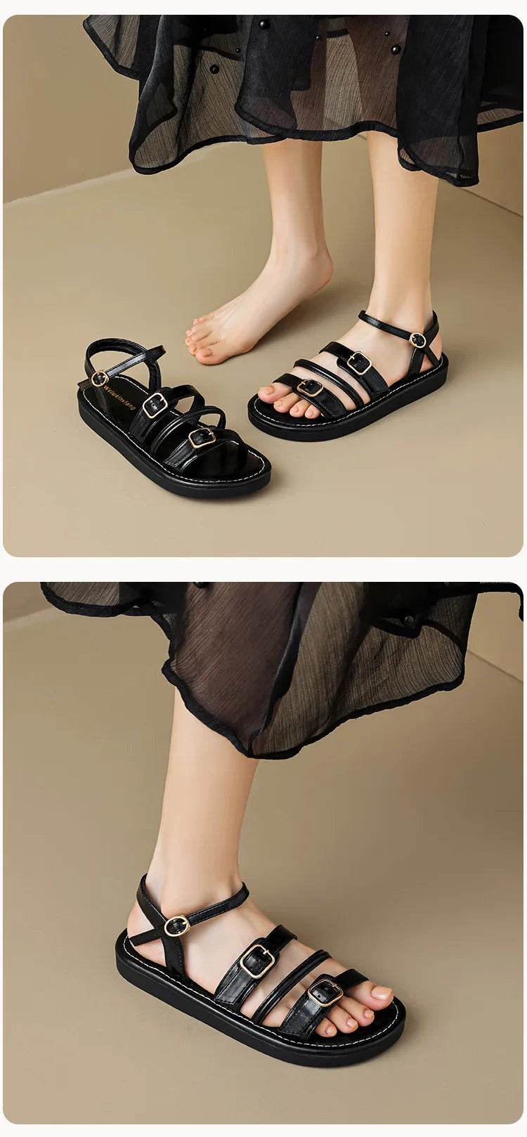 Vesta Leather Sandals - Montero Milan