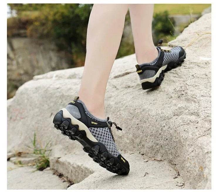 Summer Men's Mesh Sports Shoes Fashion Mountaineering Breathable Lightweight Anti Slip Shoes Outdoor Travel Running Casual Shoes - Montero Milan