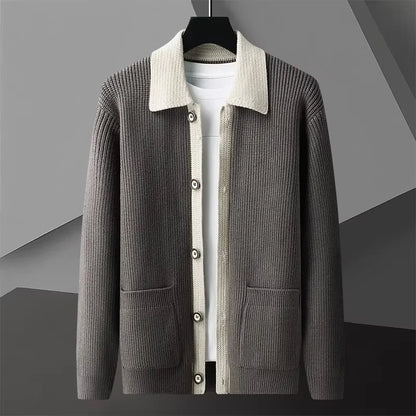 Two-Tone Knit Button Cardigan