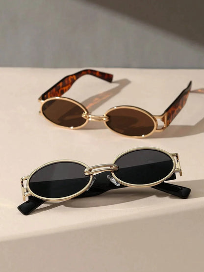 Gold Oval Retro Sunglasses - Montero Milan
