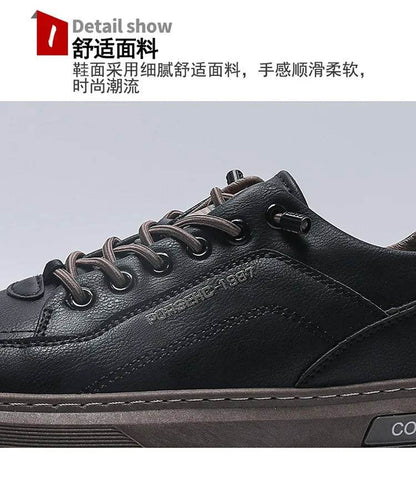 Mens Leather Shoes Fall Fashion Sneakers for Driving Walking Office, Comfortable Men Slip on Skate Flats Non Slip Youth Shoe - Montero Milan