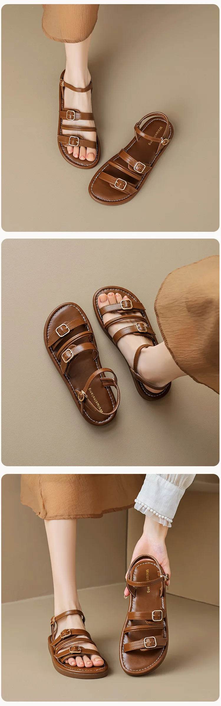 Vesta Leather Sandals - Montero Milan