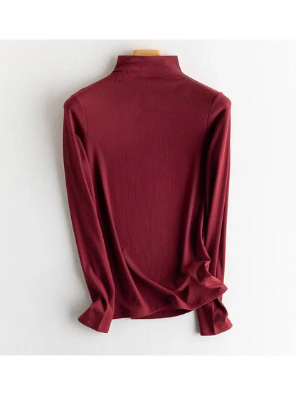 SuyaDream, Women Bottoming T Shirt, Silk Viscose Blend, Long Sleeves, Solid Basic Thermal  Shirt, 2024 Autumn Winter Top