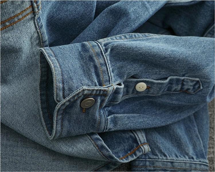 American Casual Men's Long Sve Denim irt Pure Cotton Heavyweight Waed Vintage Workwear Layering irt Jaet