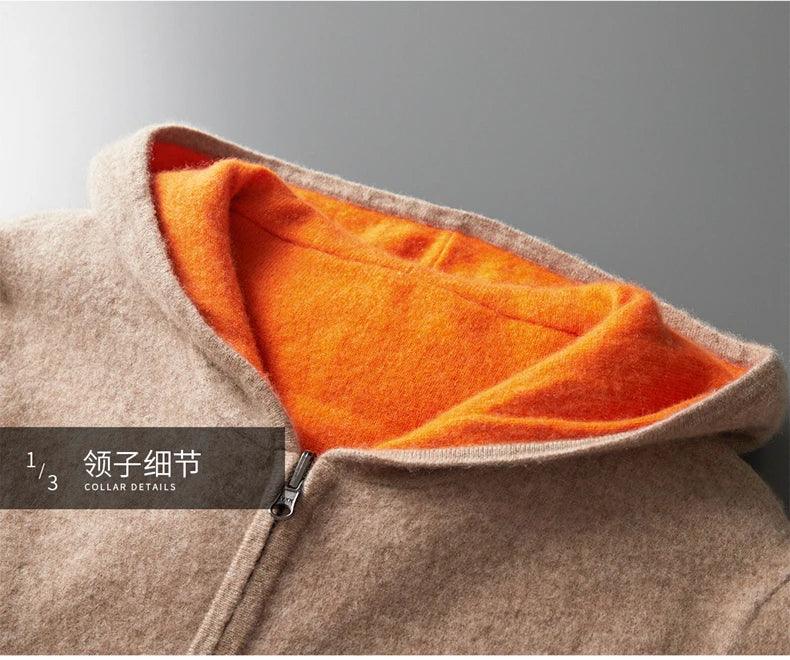 Cashmere Hooded Zip Cardigan