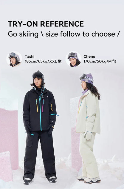 VECTOR Men and Women Cotton Contrast Skiing Top Waterproof and Durable Warm Snowboard Ski Double Board Single Board Outdoors