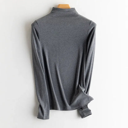 SuyaDream, Women Bottoming T Shirt, Silk Viscose Blend, Long Sleeves, Solid Basic Thermal  Shirt, 2024 Autumn Winter Top
