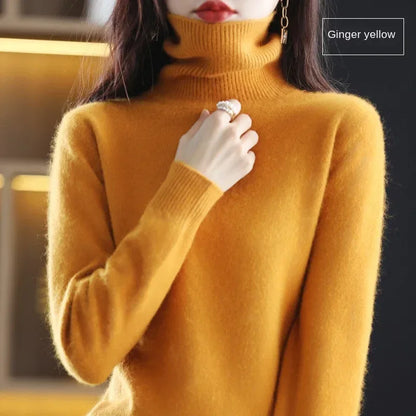 New Women's Clothing For Autumn/Winter 2024 100% Mink Plush Turtleneck Pullover Sweater Ladies Cashmere Sweater Dbr-018