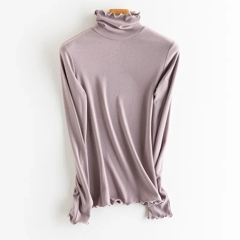SuyaDream, Women Bottoming T Shirt, Silk Viscose Blend, Long Sleeves, Solid Basic Thermal  Shirt, 2024 Autumn Winter Top