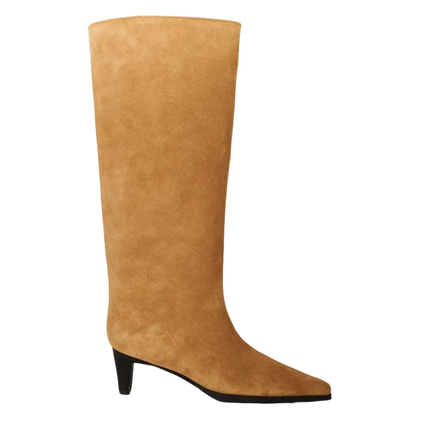 QUTAA Fashion Winter Women Knee High Boots Cow Suede Autumn Shoes Pointed Toe Buckles Chunky High Heels Motorcycle Boots 34-43