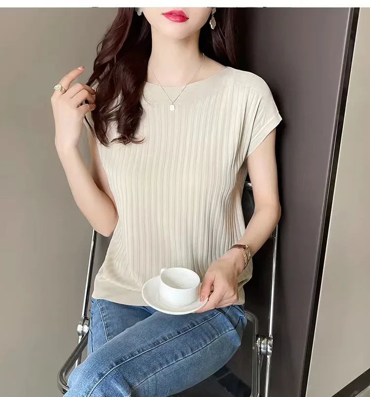 Blusas Mujer De Moda 2025Verano Short Sleeve Knitted Tops Sweater Women Pullovers Sweaters For Women Woman Sweaters Blusa