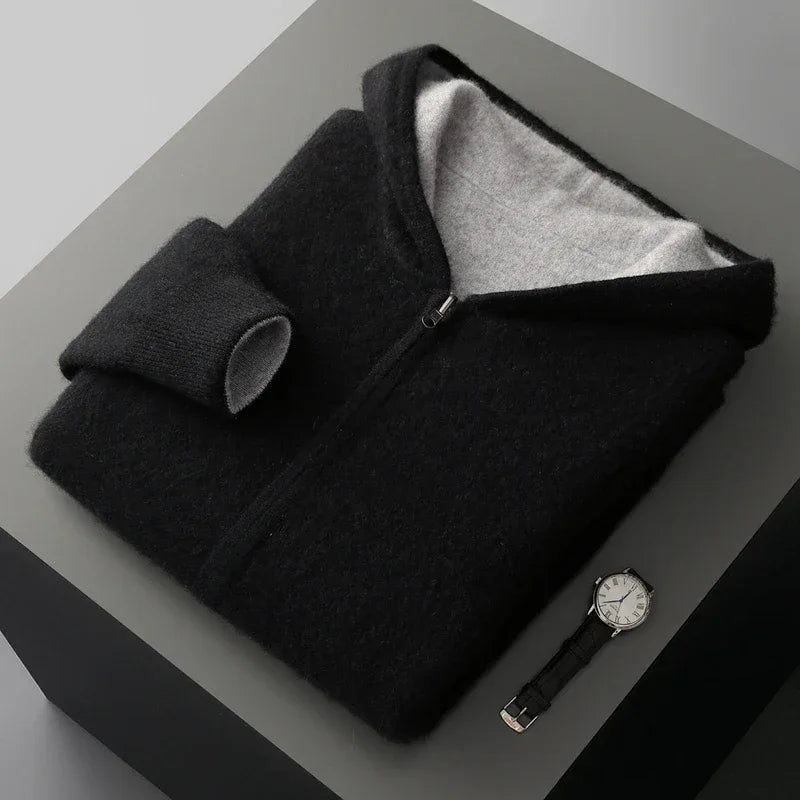 Cashmere Hooded Zip Cardigan