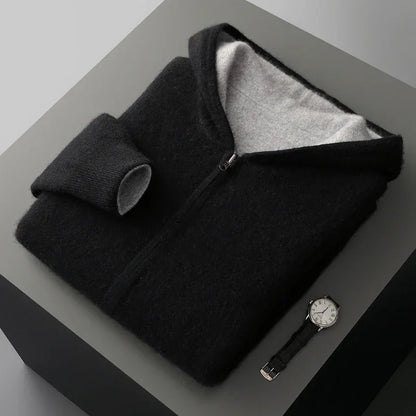 Cashmere Hooded Zip Cardigan