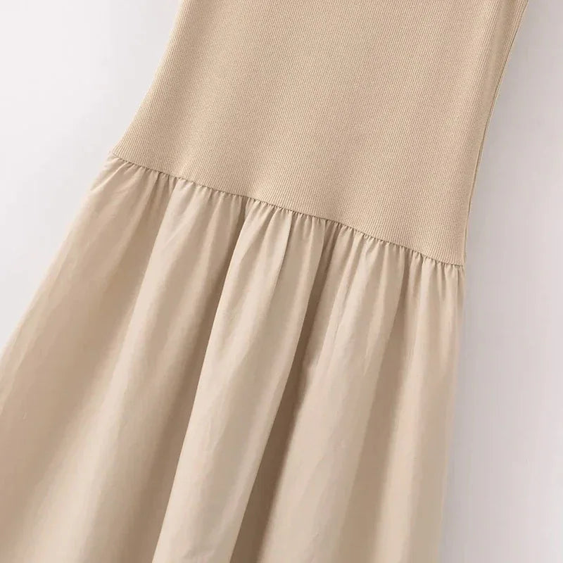 HXAO Khaki Elegant Long Dresses 2025 Women's Spring Sleeveless Black Dresses Fashion Casual Party Y2k Dress Vestidos For Female