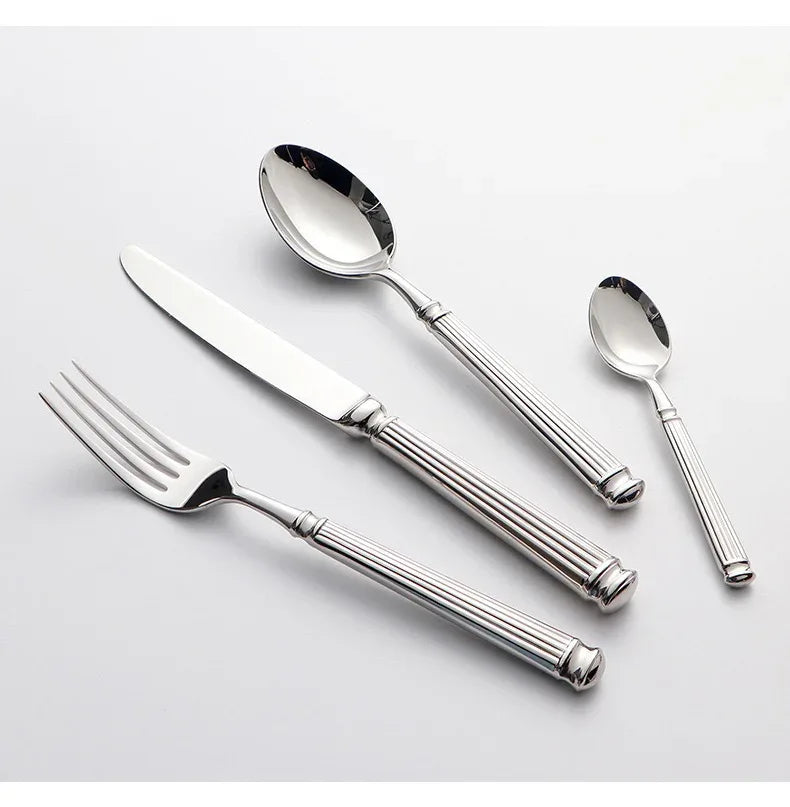 4pcs Bright 18/10 Stainless Steel Luxury Cutlery Set Dinnerware Tableware Knife Spoon Fork Flatware Dishwasher Safe Utensils