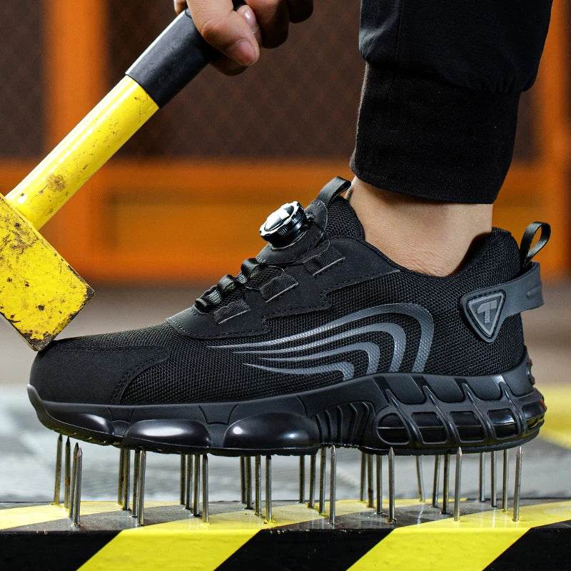 Rotary button new safety shoes for men, anti-impact and anti-piercing work shoes, fashionable men's sports shoes, and safety pro - Montero Milan