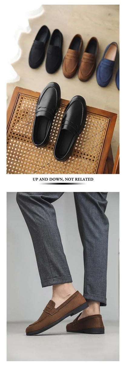 Autumn Suede Loafers Man Large Size 45 Comfort Slip-on Casual Shoes Men Flats Retro Brown Moccasins For Men zapatos de hombre