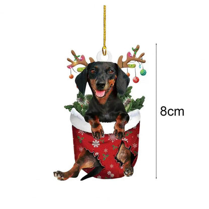 Dachshund Pendant Auto Rearview Mirror Ornament With Lanyard Realistic Shape Christmas Tree Decor Dog Hanging Pendant 개 펜던트 - Montero Milan