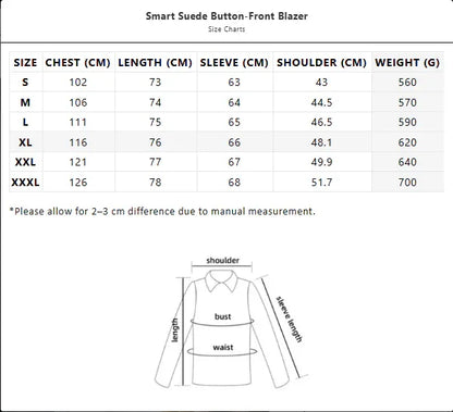 Smart Suede Button-Front Blazer