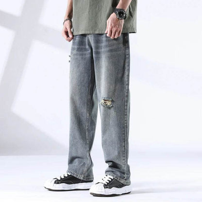 Distressed Straight Leg Jeans - Montero Milan
