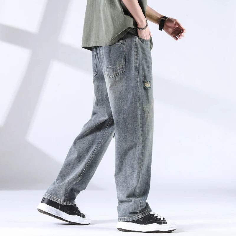 Distressed Straight Leg Jeans - Montero Milan
