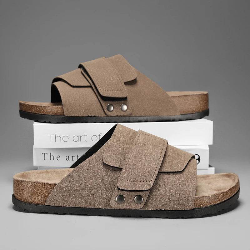 Suede Strap Slide Sandals - Montero Milan