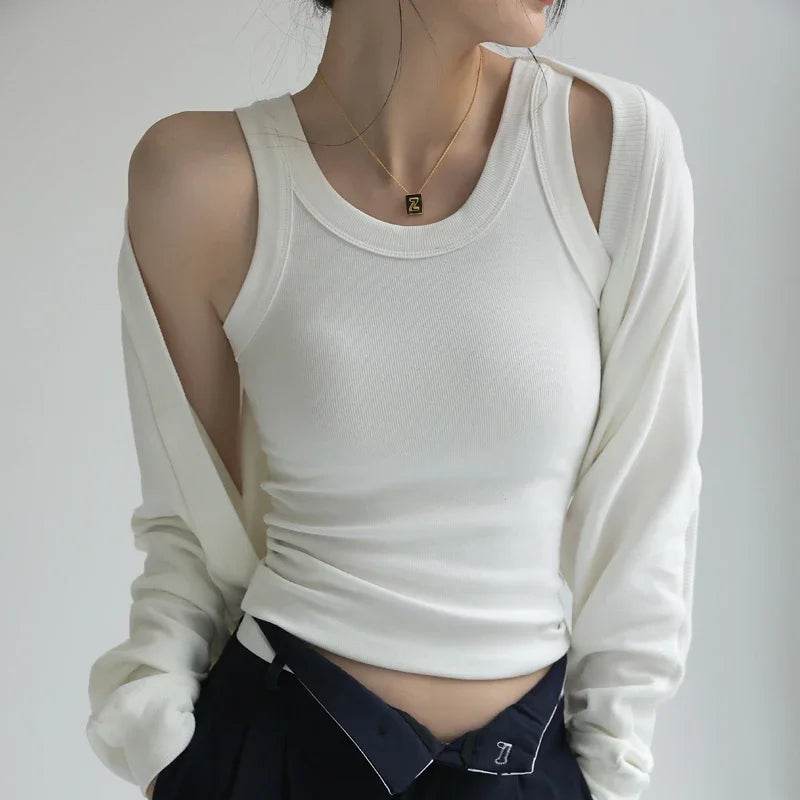 Ribbed Tank Top with Built-in Chest Pad - Montero Milan