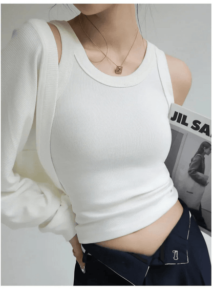 Ribbed Tank Top with Built-in Chest Pad - Montero Milan