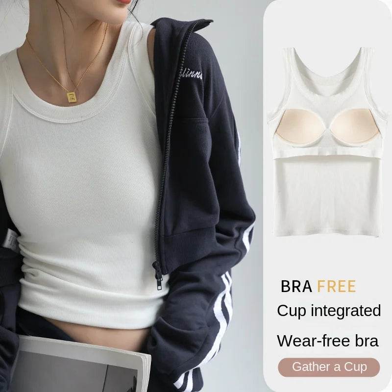 Ribbed Tank Top with Built-in Chest Pad - Montero Milan