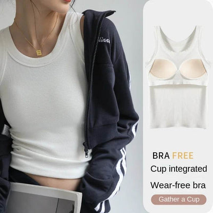 Ribbed Tank Top with Built-in Chest Pad - Montero Milan