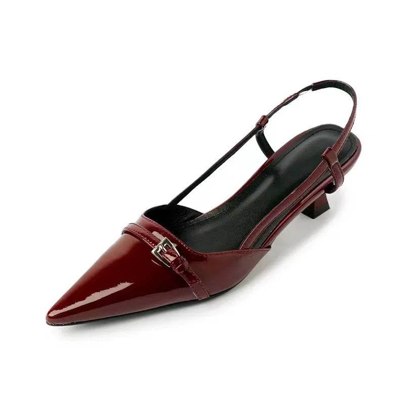 Pointed-Toe Patent Slingback Heels - Montero Milan