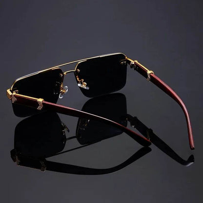 Retro Frameless Gold Temple Sunglasses - Montero Milan